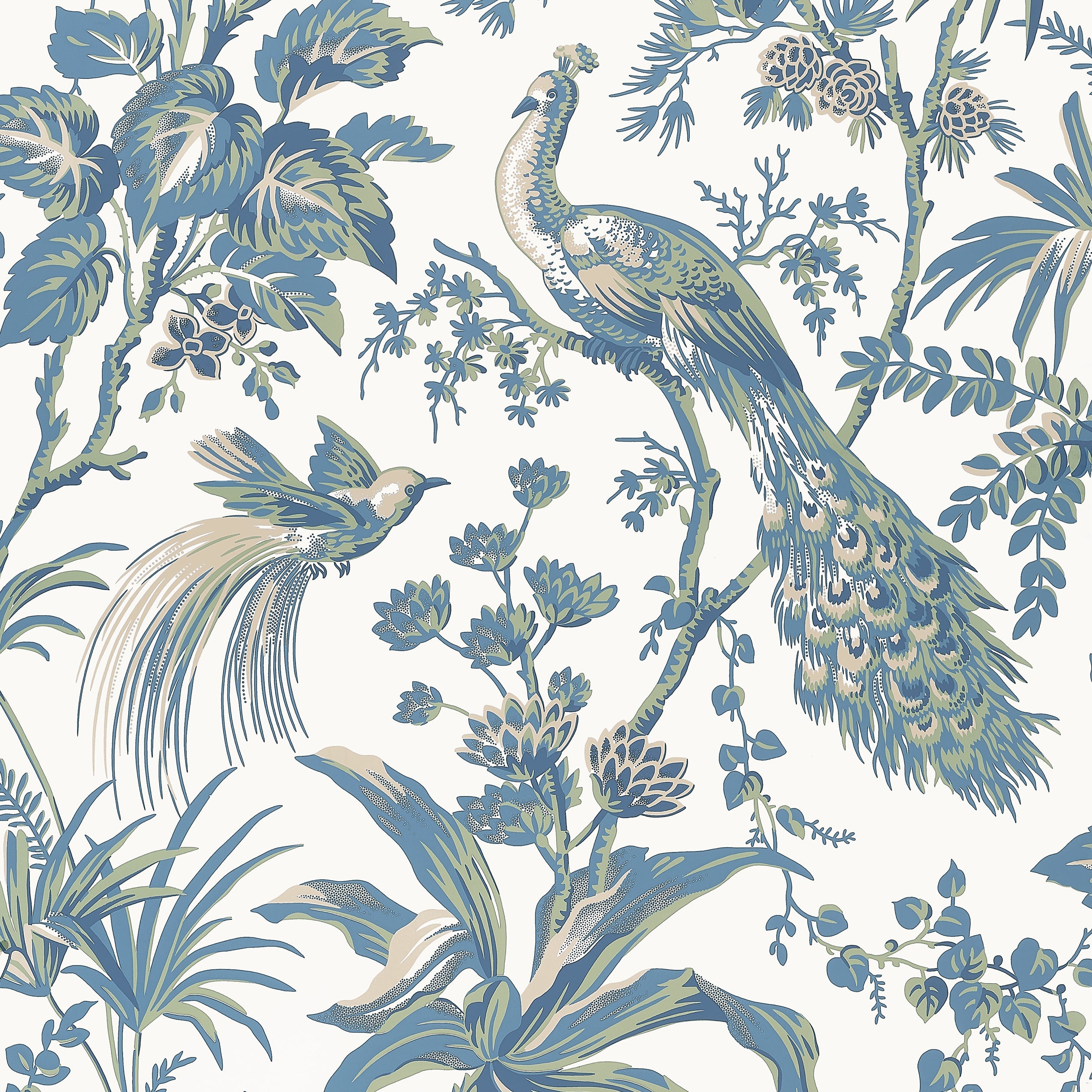 PEACOCK TOILE - Blue and Green