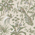 PEACOCK TOILE - Green on Natural