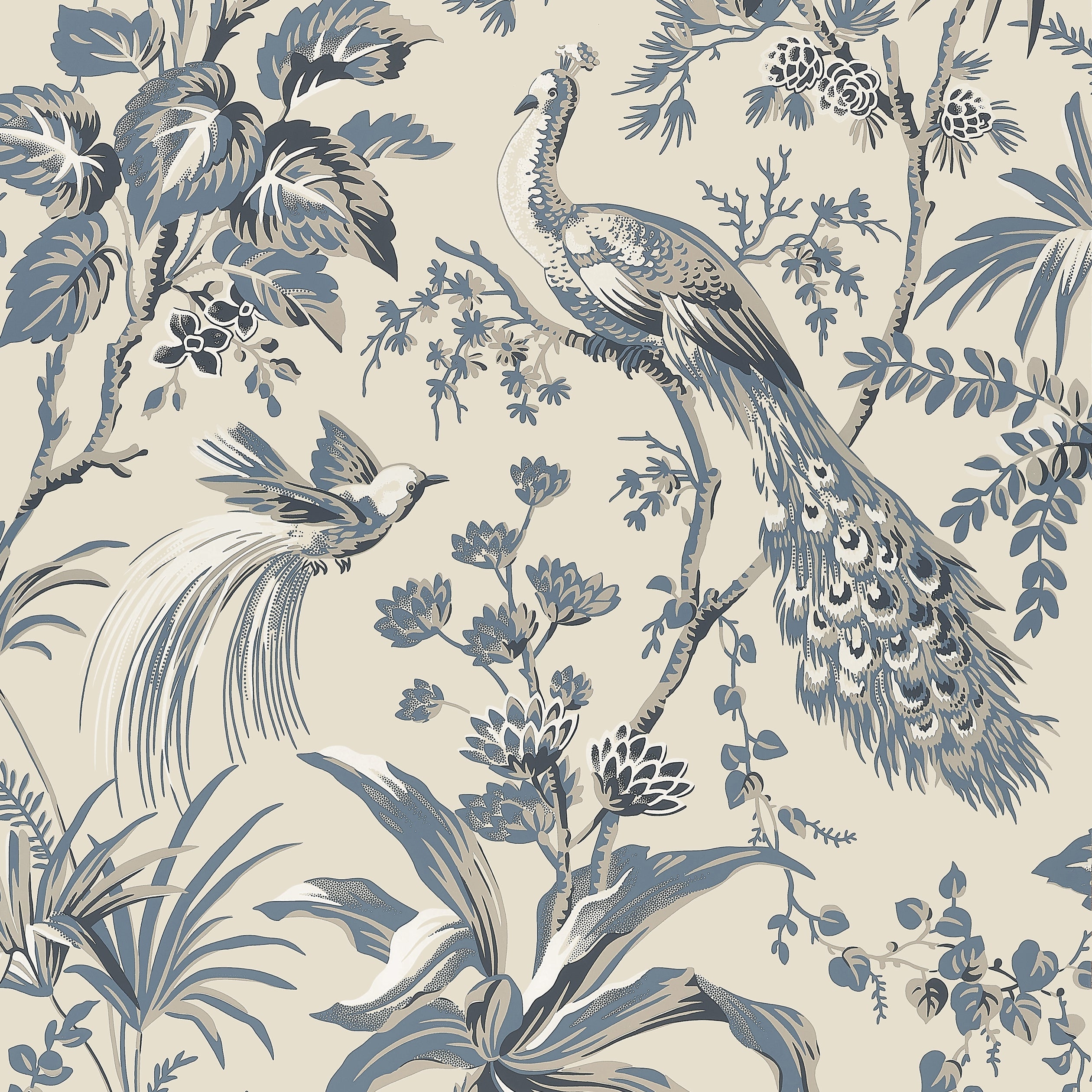 PEACOCK TOILE - Slate and Black