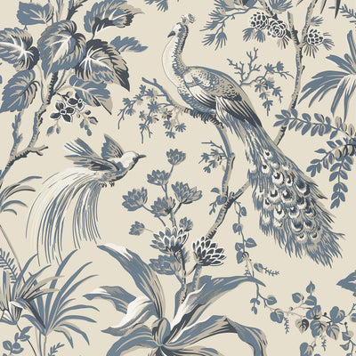 PEACOCK TOILE - Slate and Black