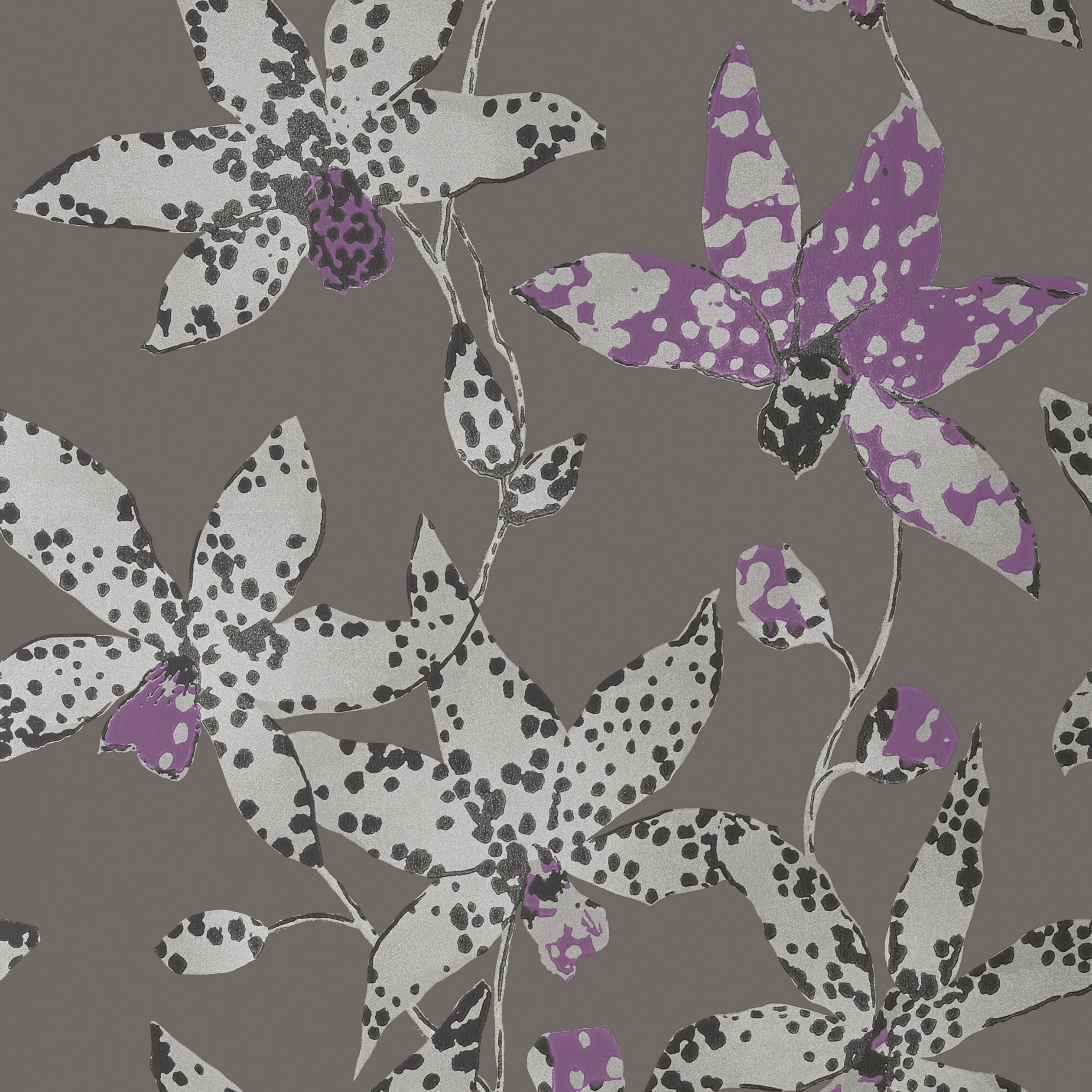SPOTTED ORCHID - Silver on Charcoal