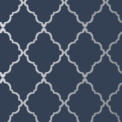 KLEIN TRELLIS - Silver on Navy