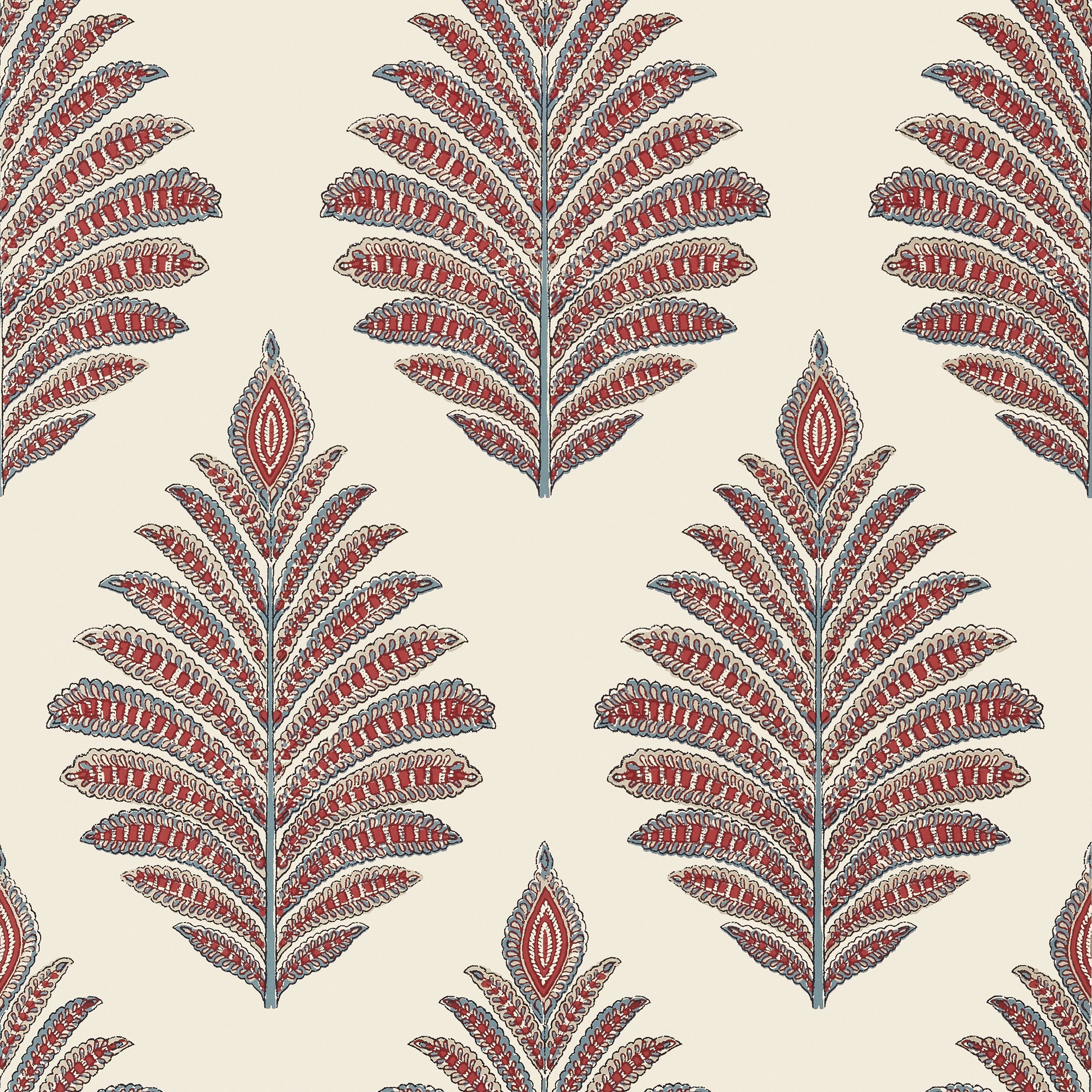 PALAMPORE LEAF - Red and Blue