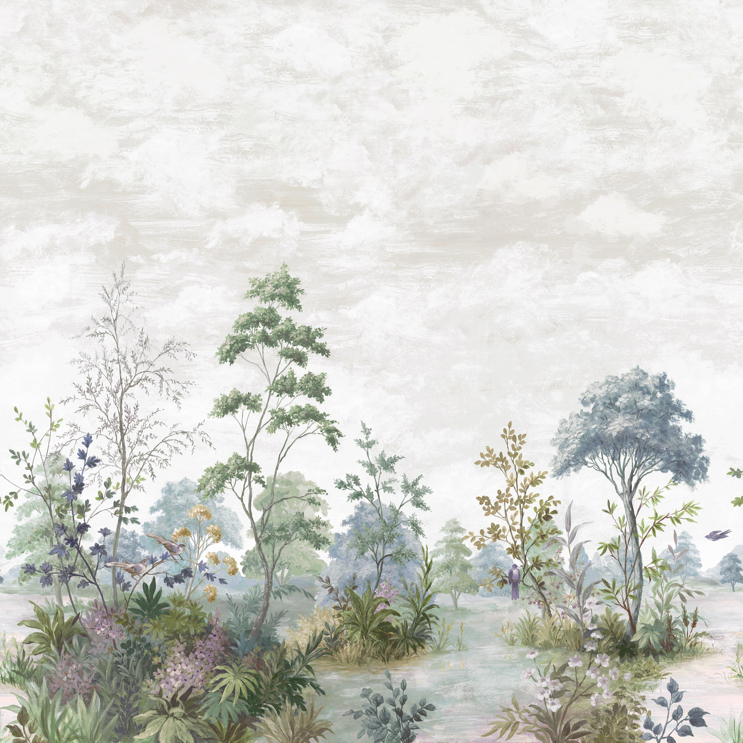 CUMBRIA MURAL - Pale Blue and Green on Pearl
