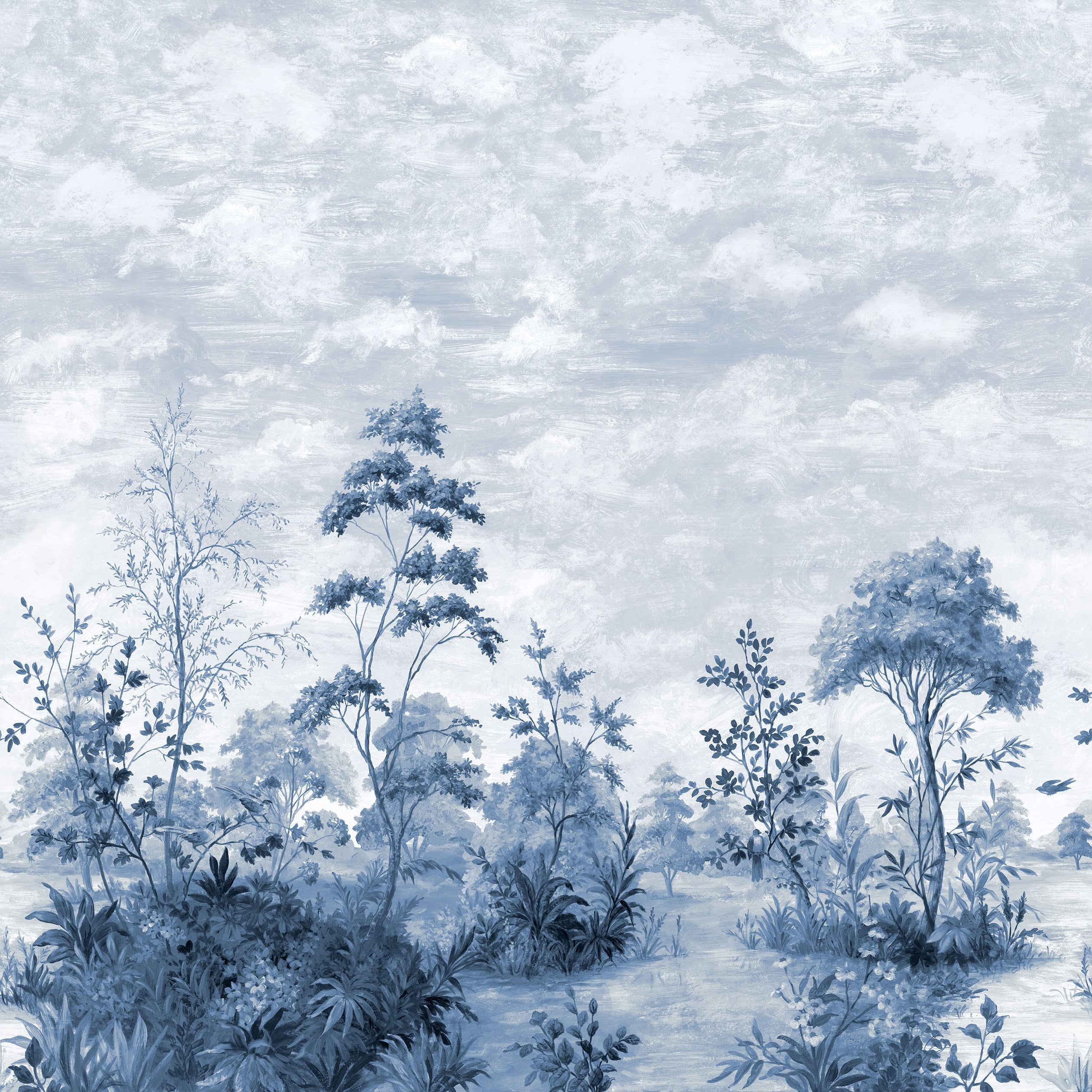 CUMBRIA MURAL - Blue and White on Pearl