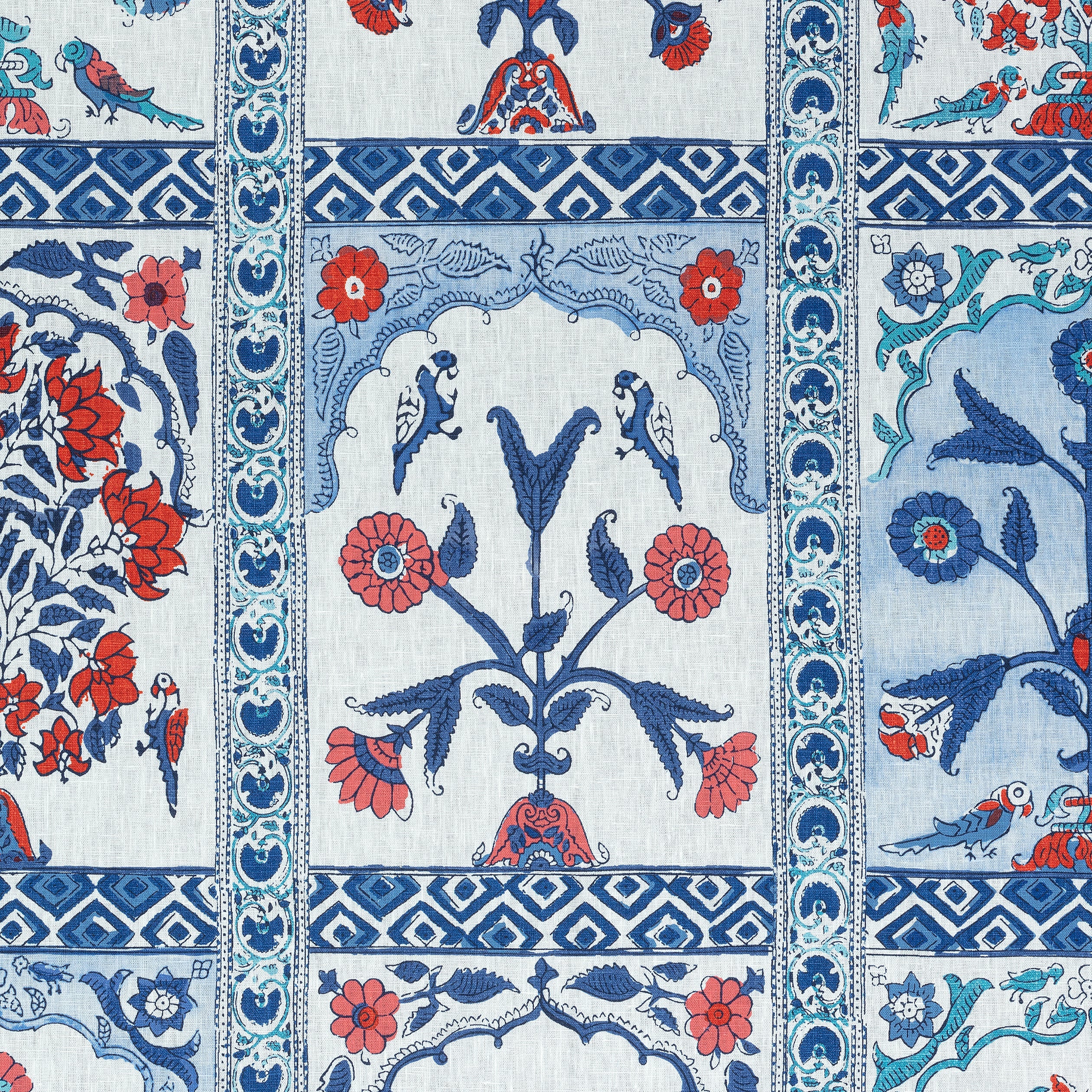INDIAN PANEL - Coral and Blue