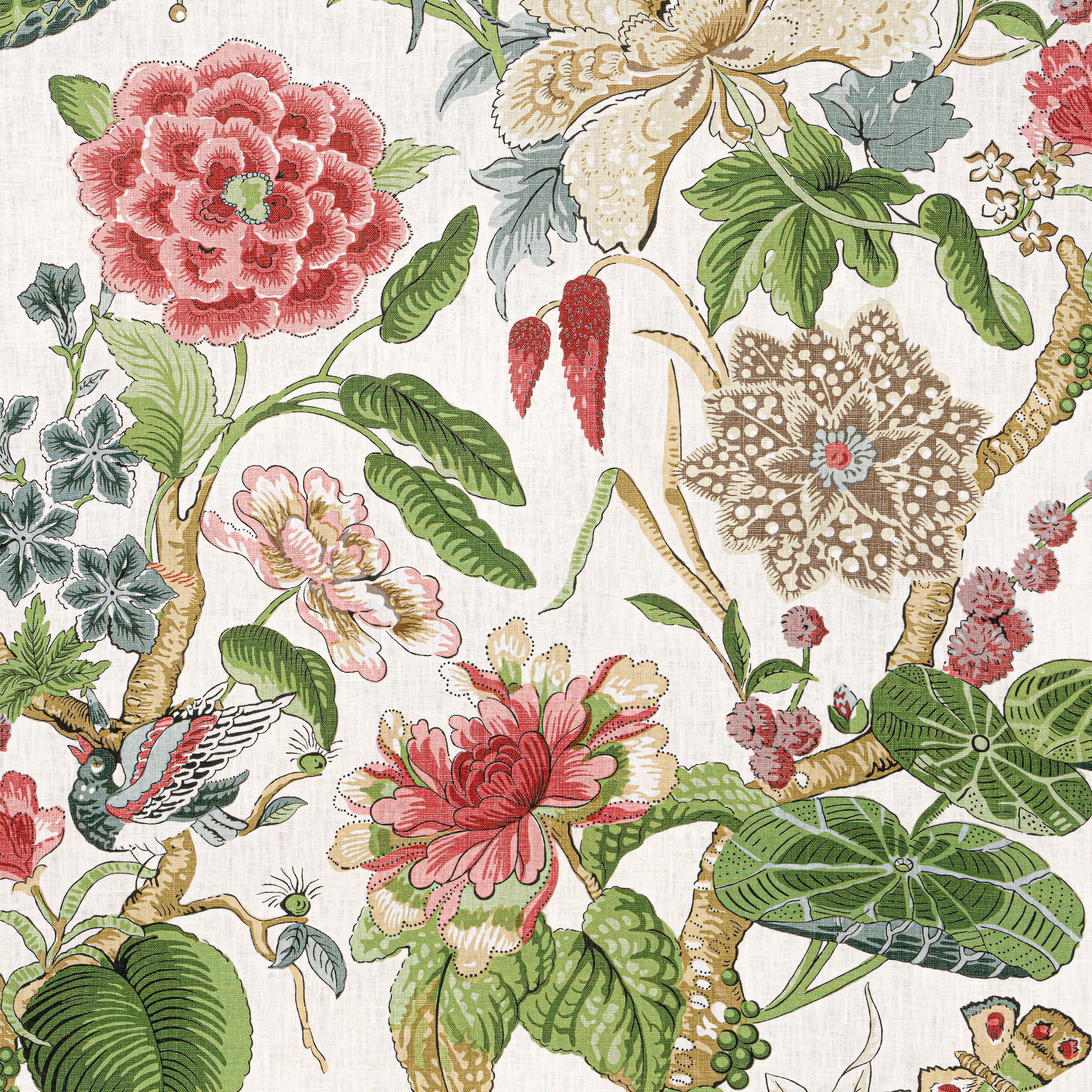 HILL GARDEN - Coral and Green
