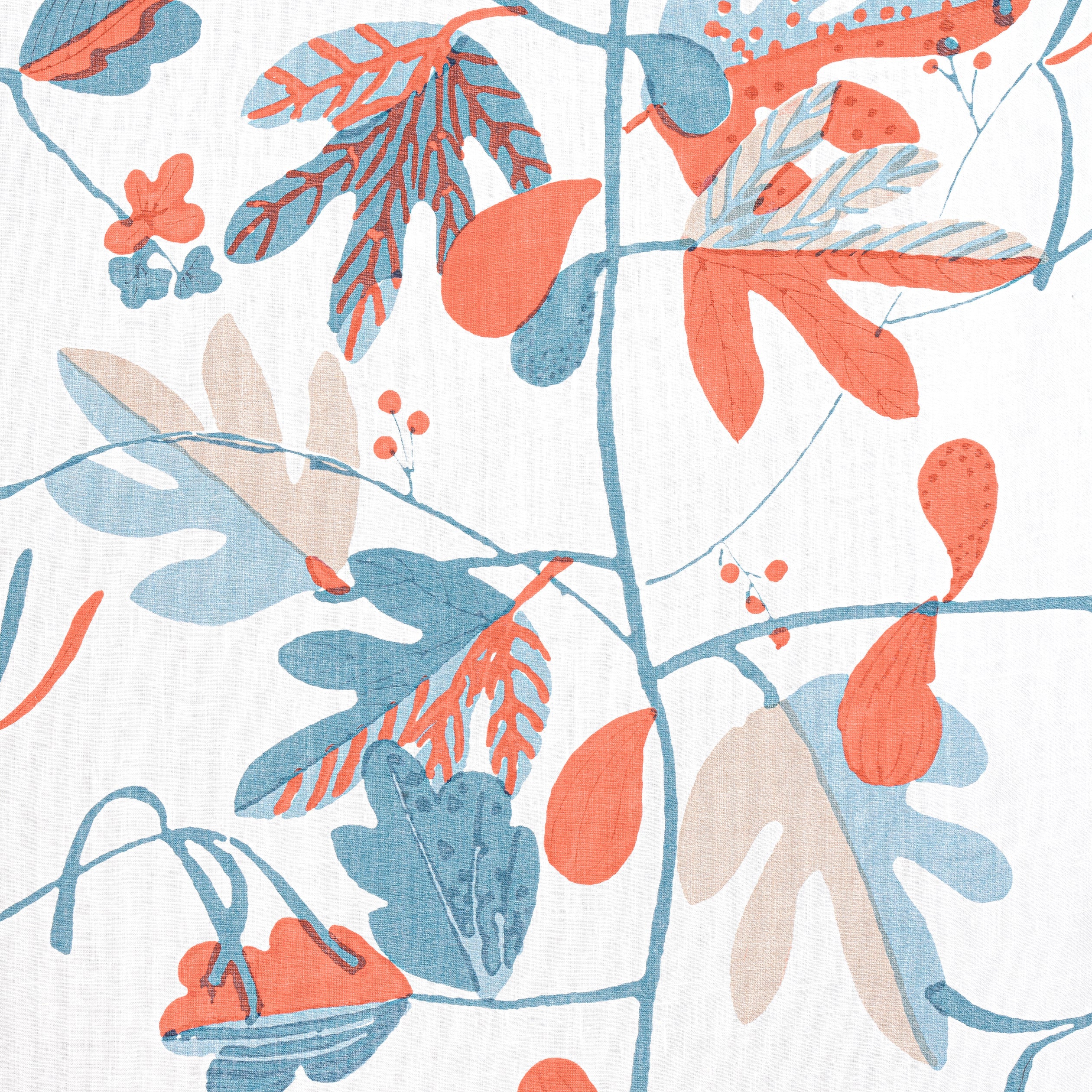 MATISSE LEAF - French Blue and Coral