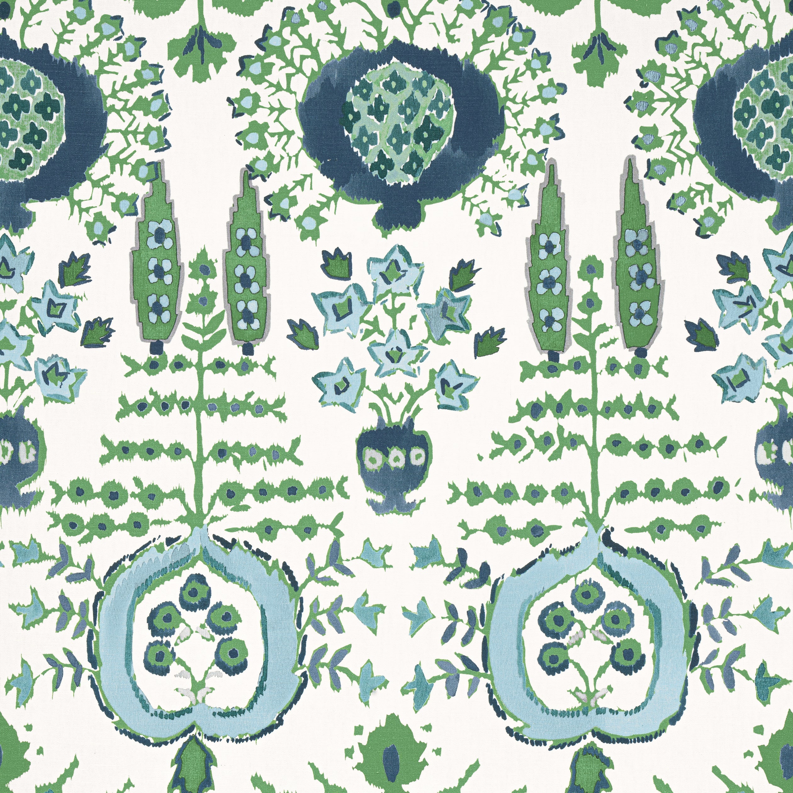 MENDOZA SUZANI - Blue and Green on White