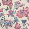 INDIENNE JACOBEAN - Raspberry and Blue on Natural