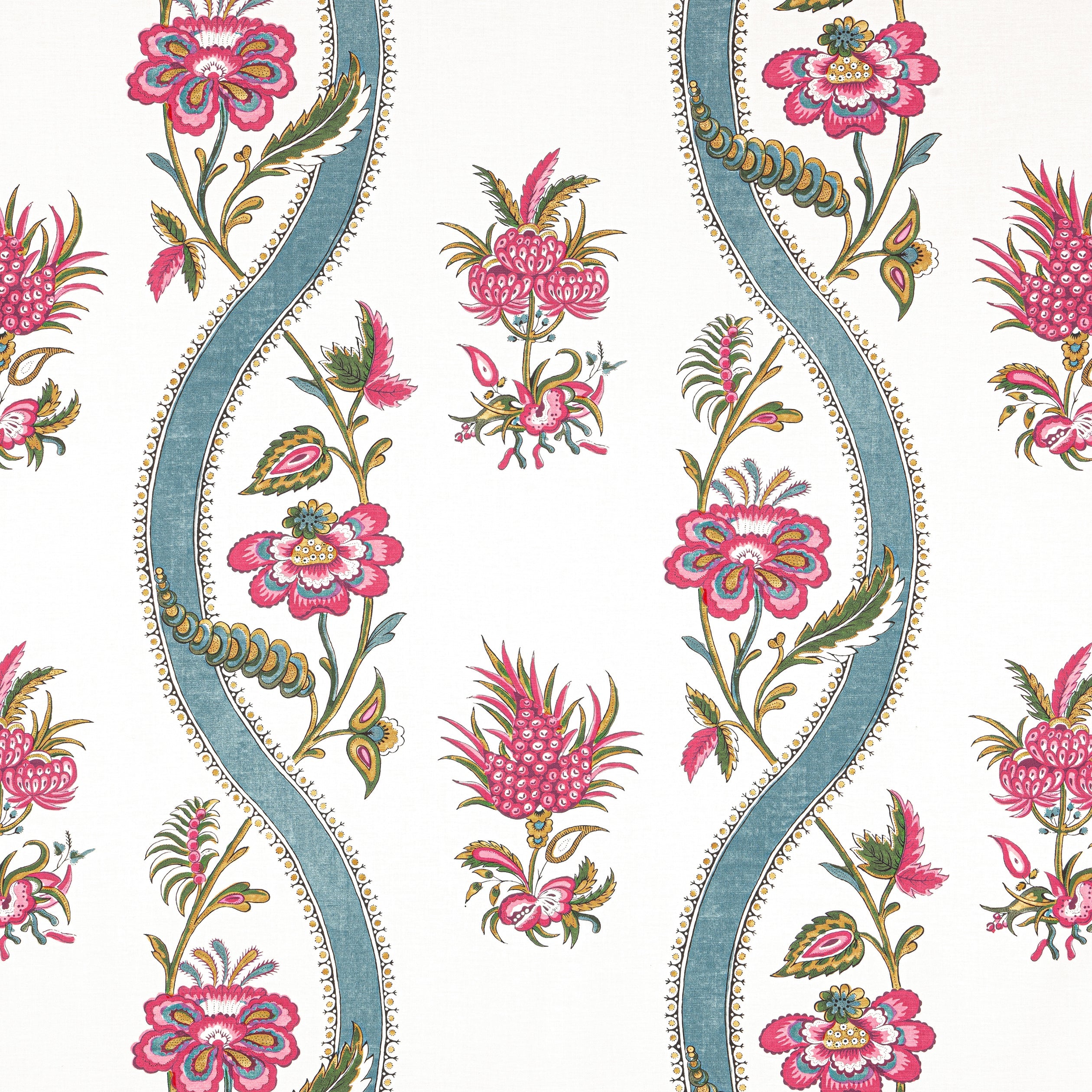 RIBBON FLORAL - Raspberry and Teal