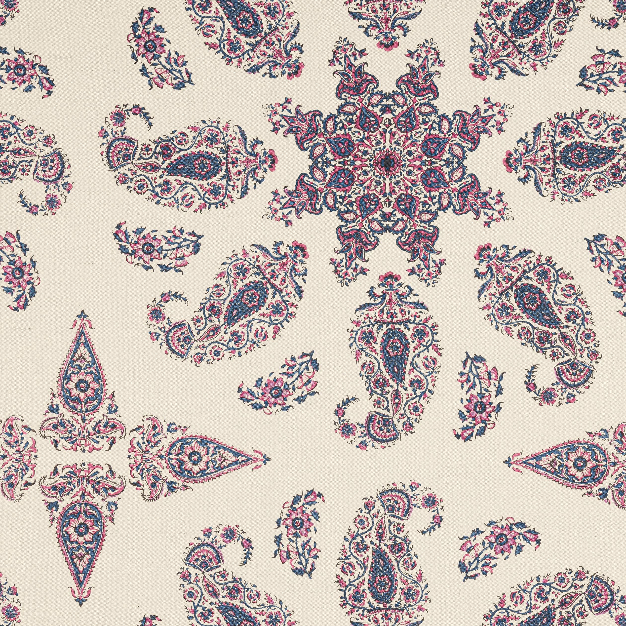 EAST INDIA - Raspberry and Blue on Natural