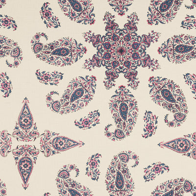 EAST INDIA - Raspberry and Blue on Natural