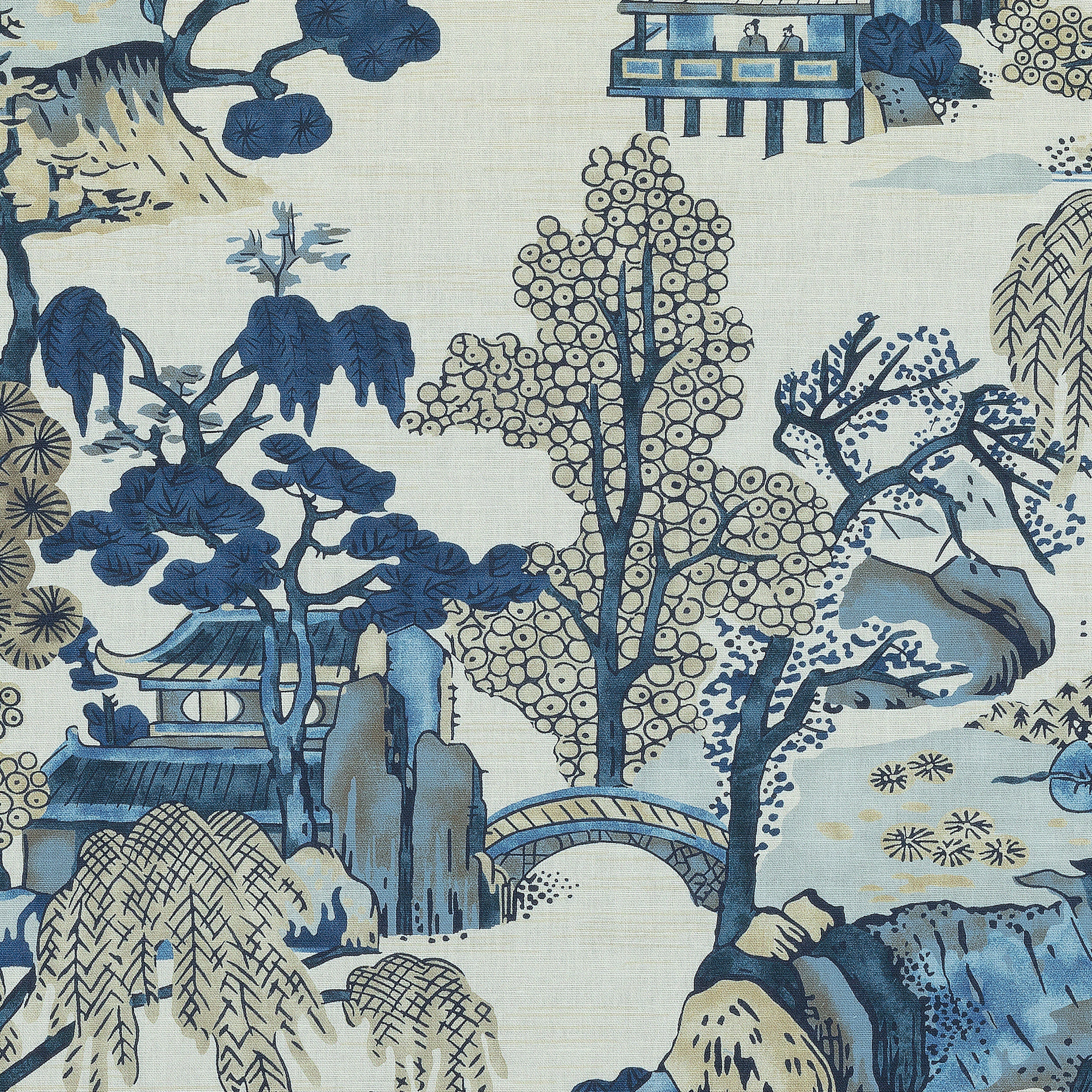 ASIAN SCENIC - Blue and Beige