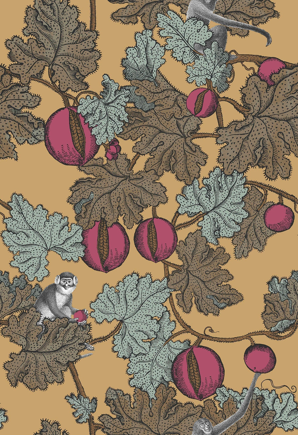 Frutto Proibito Print Room Blue & Magenta on Metallic Gold