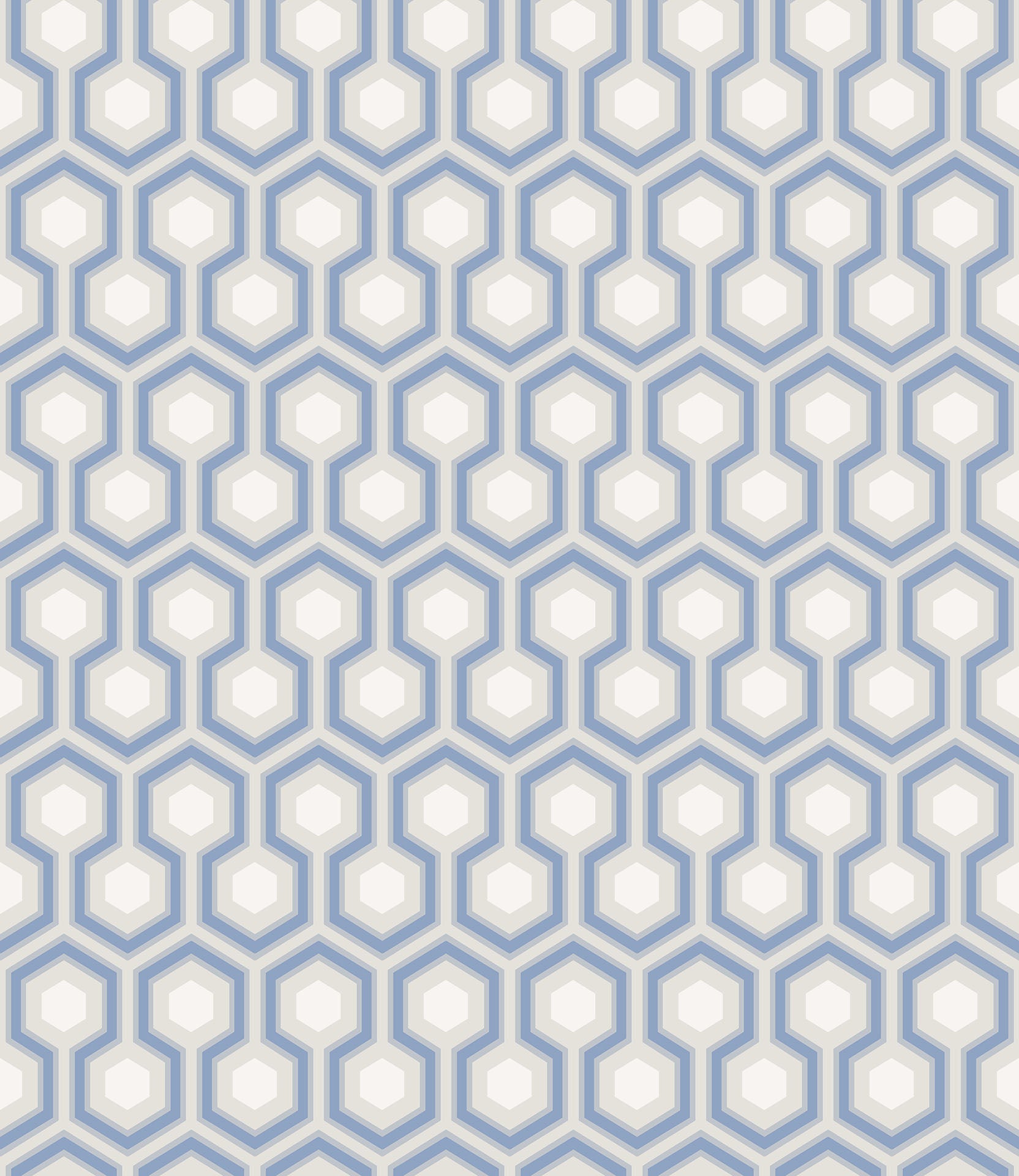 Hicks' Hexagon Hyacinth Blue & White on Cool Parchment