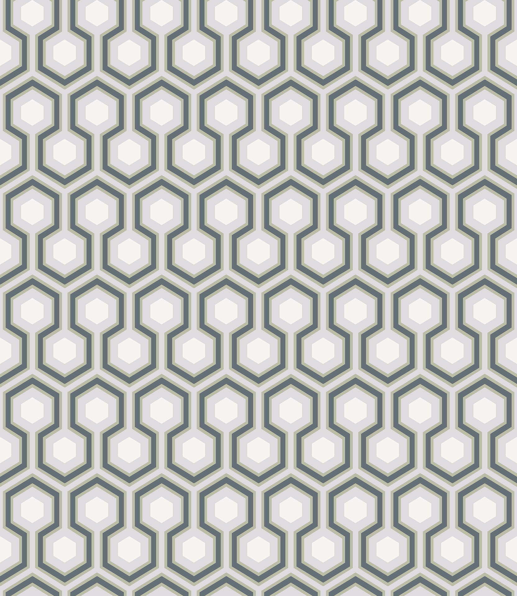 Hicks' Hexagon Ink & White on Heath Grey