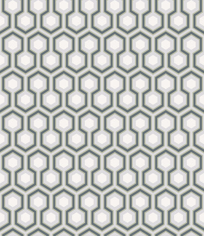 Hicks' Hexagon Ink & White on Heath Grey