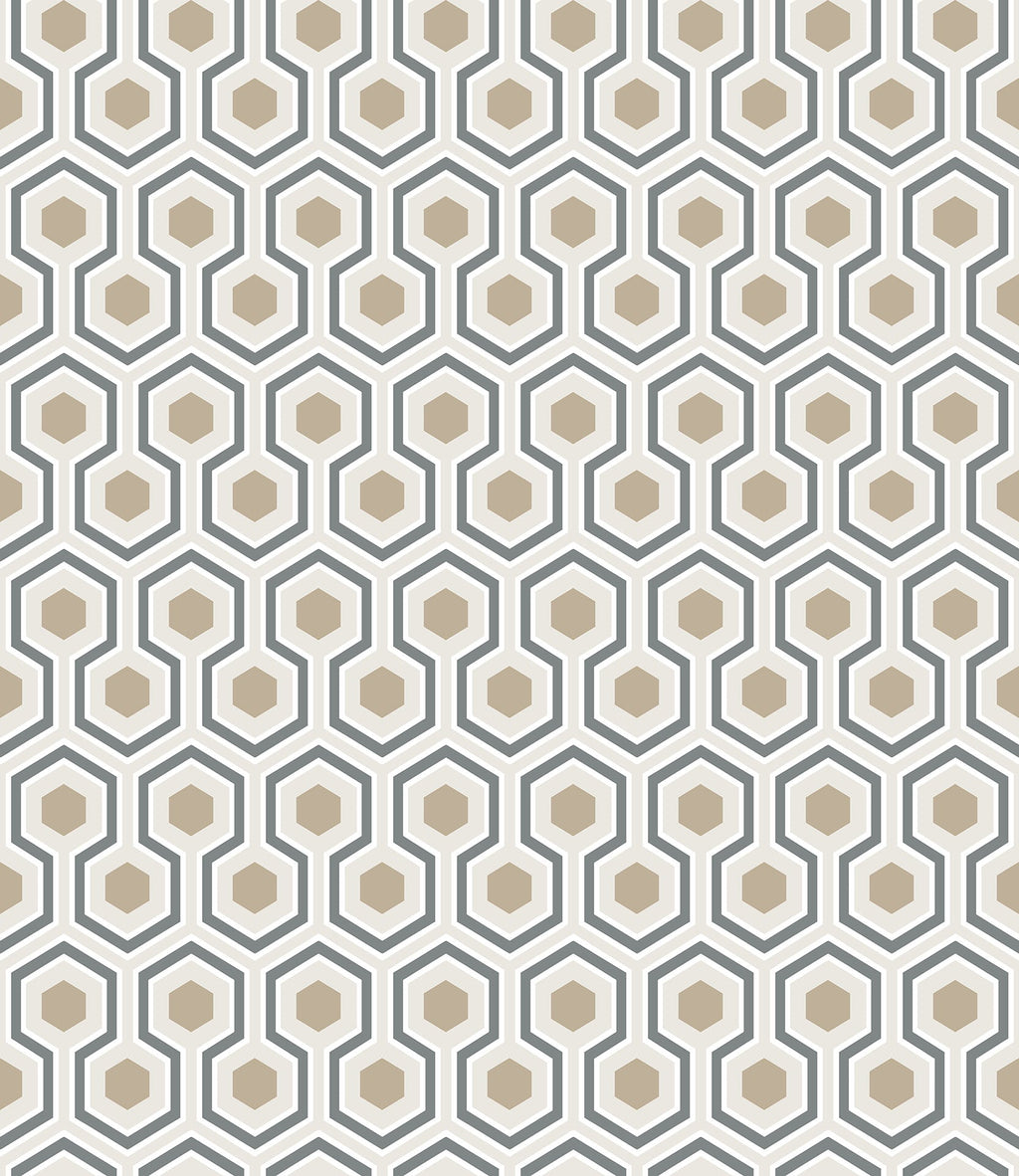 Hicks' Hexagon Charcoal & Metallic Gilver on Stone