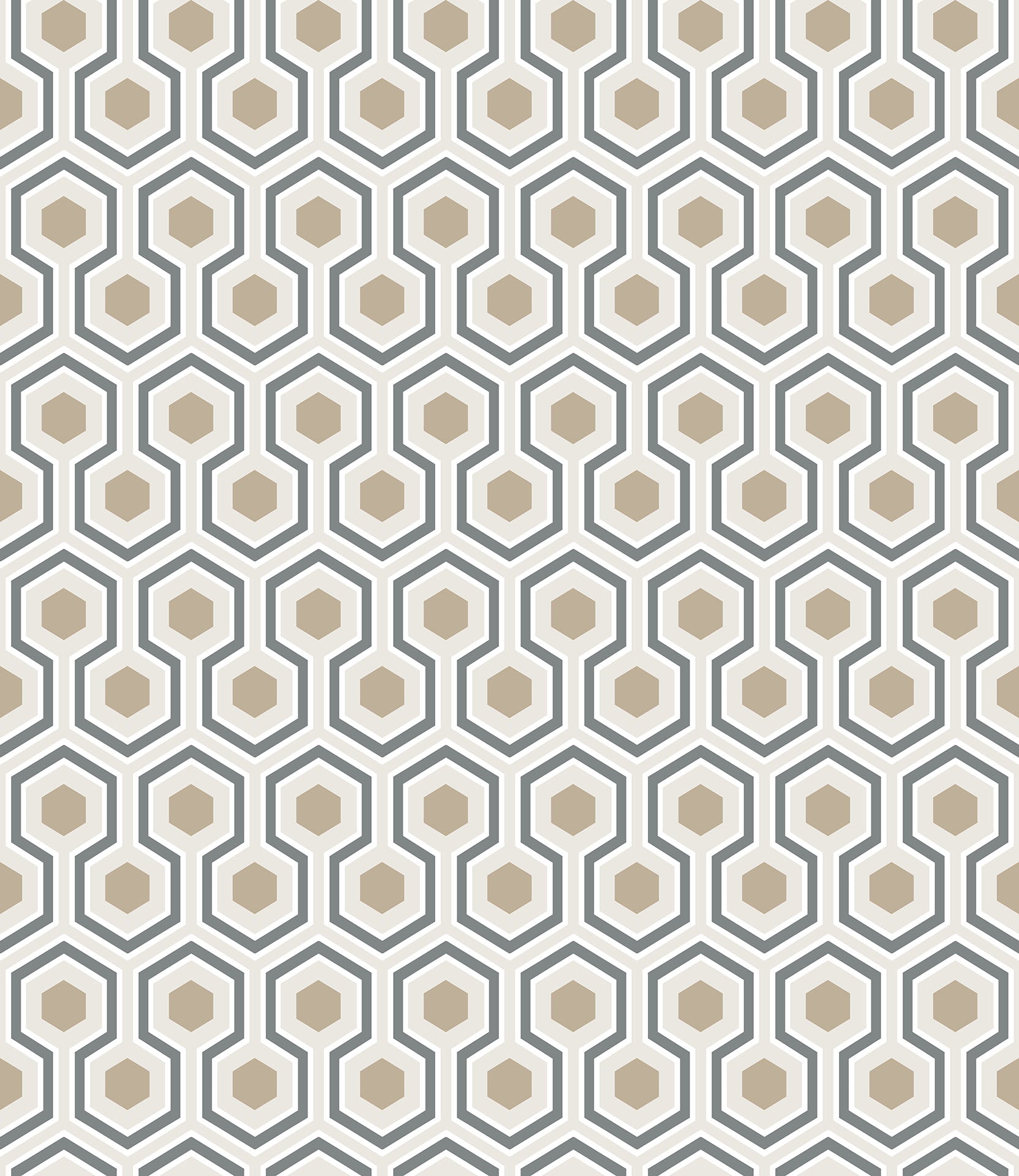 Hicks' Hexagon Charcoal & Metallic Gilver on Stone