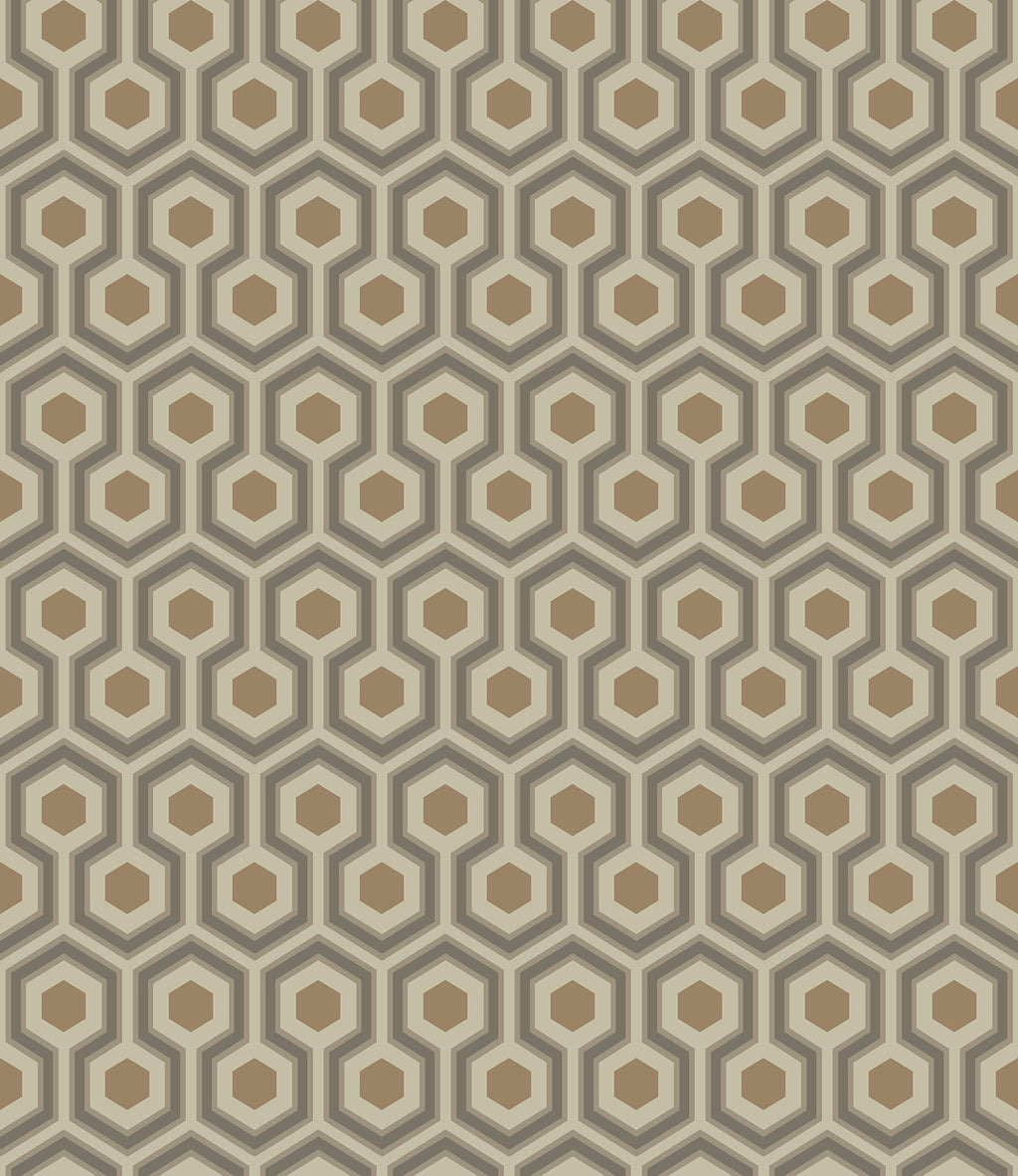 Hicks' Hexagon Soot & Metallic Bronze on Linen