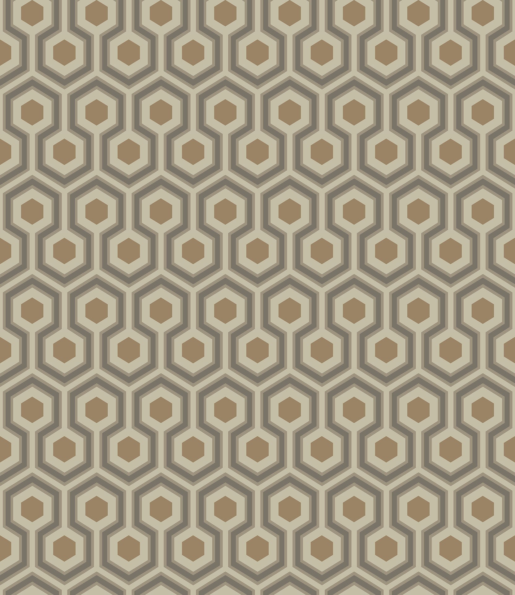 Hicks' Hexagon Soot & Metallic Bronze on Linen