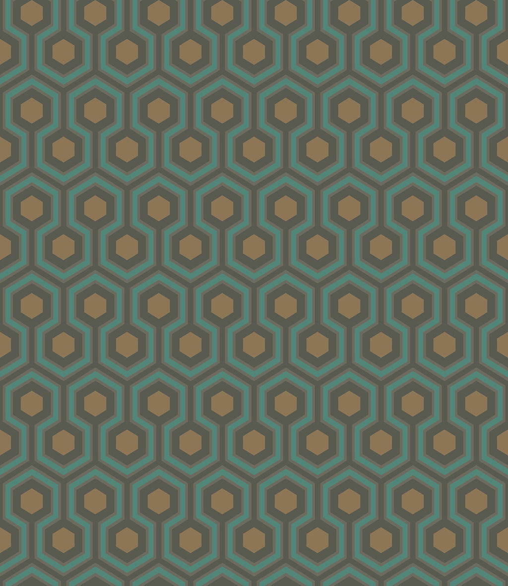 Hicks' Hexagon Teal & Metallic Bronze on Soot