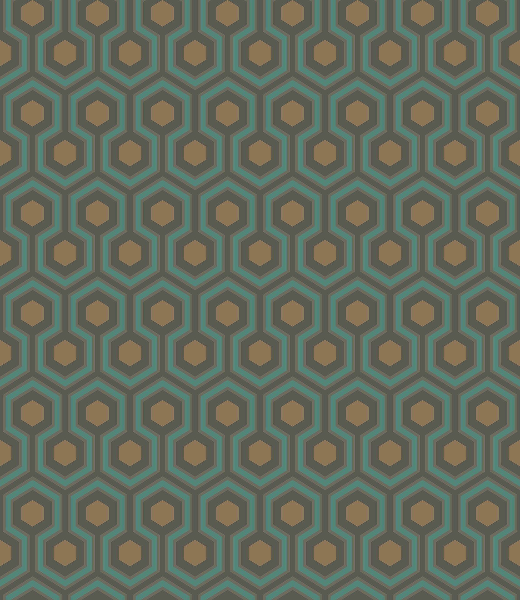 Hicks' Hexagon Teal & Metallic Bronze on Soot