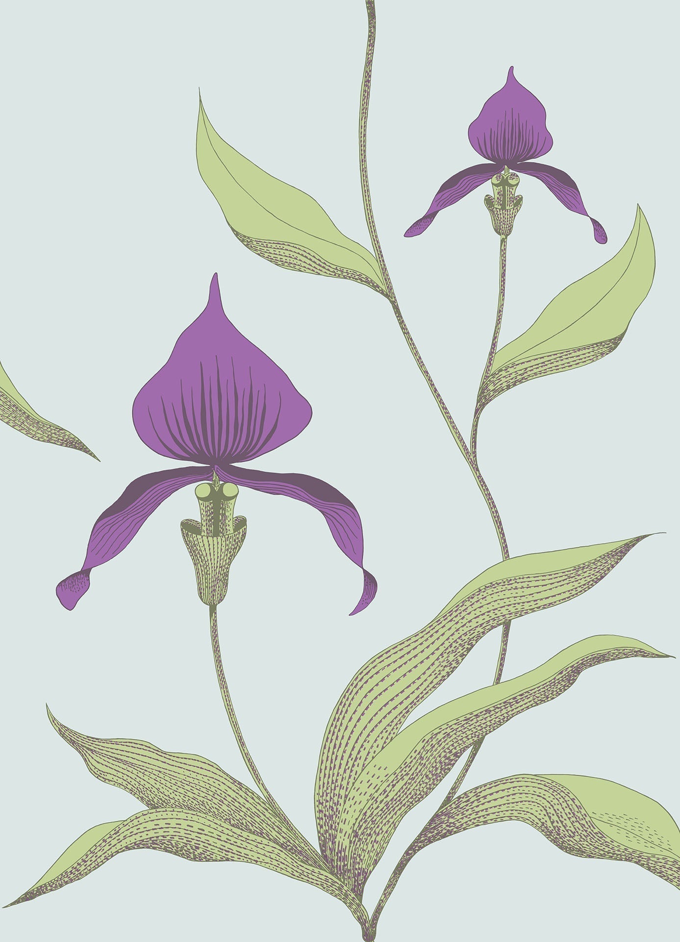 Orchid Purple & Leaf Green on Seafoam