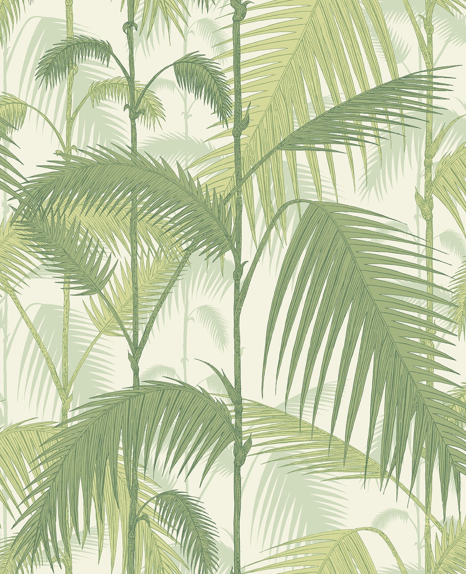 Palm Jungle Olive Green on White