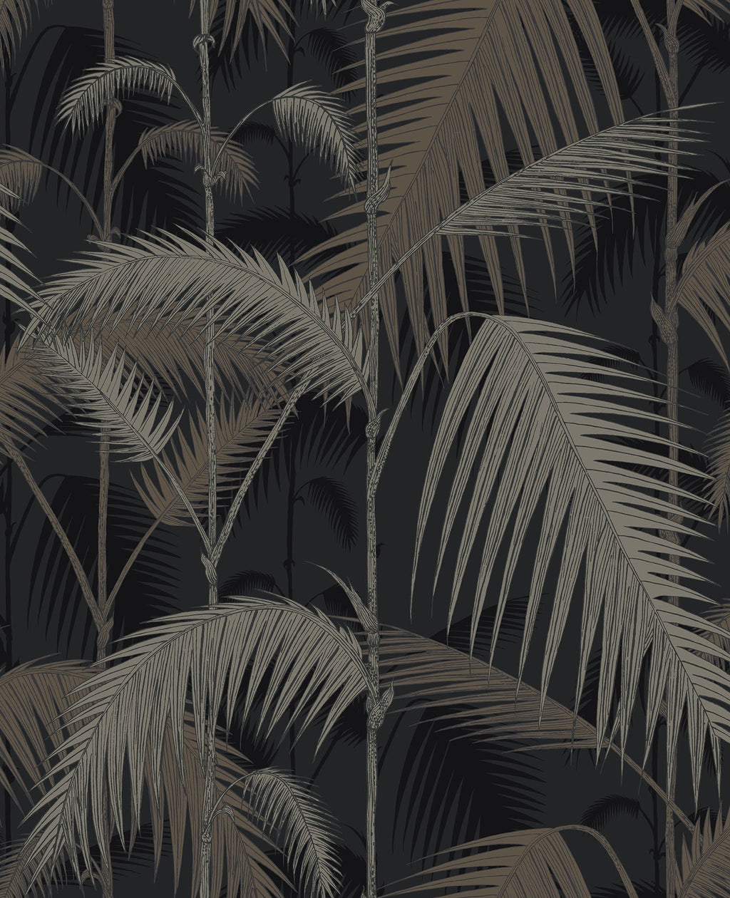 Palm Jungle Metallic Gilver on Charcoal