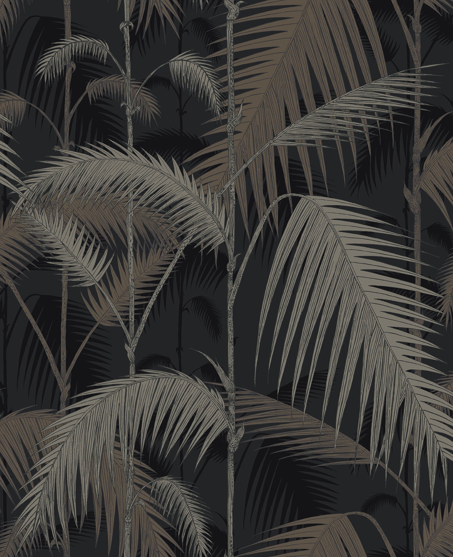 Palm Jungle Metallic Gilver on Charcoal