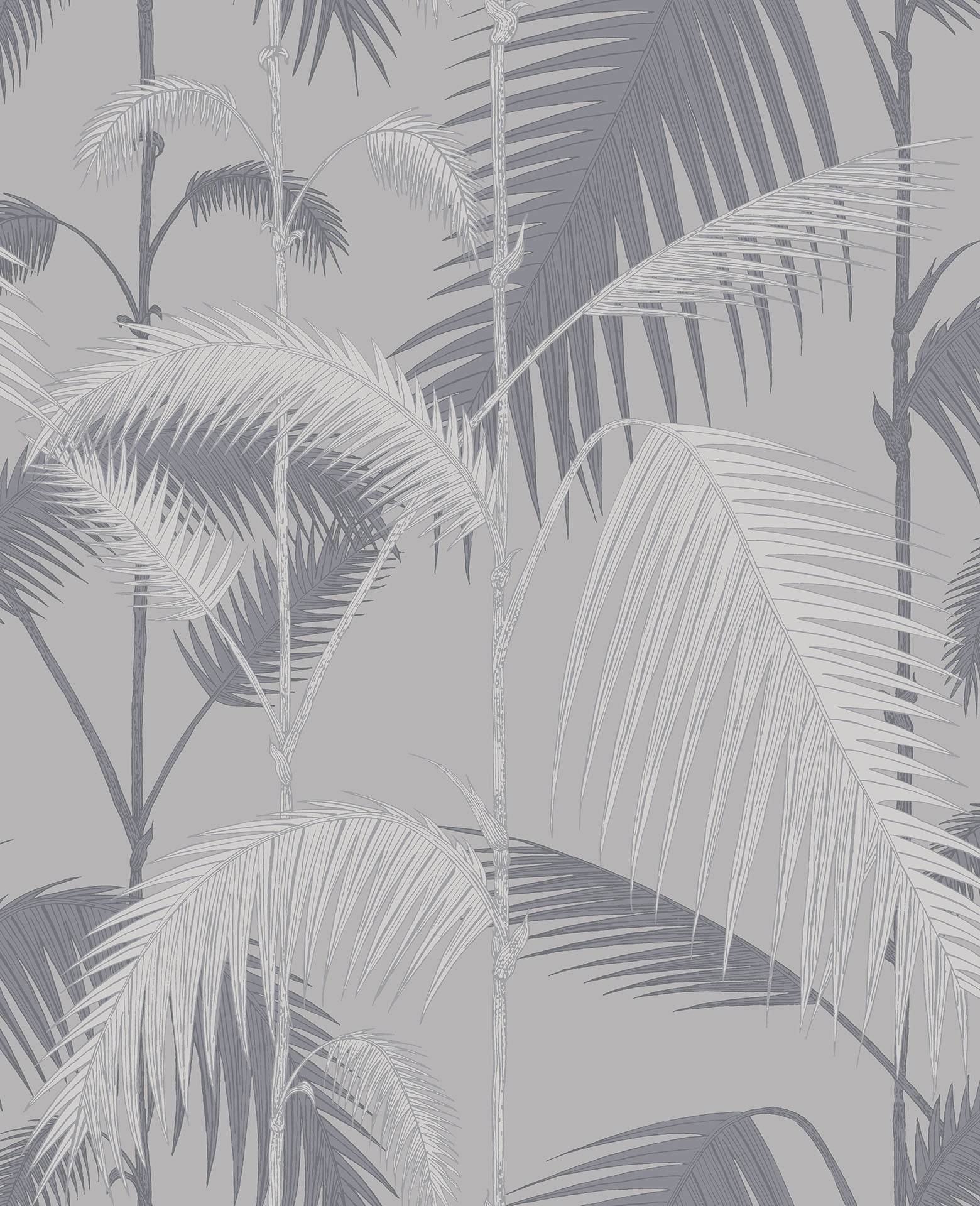 Palm Jungle Heath Grey on Metallic Silver