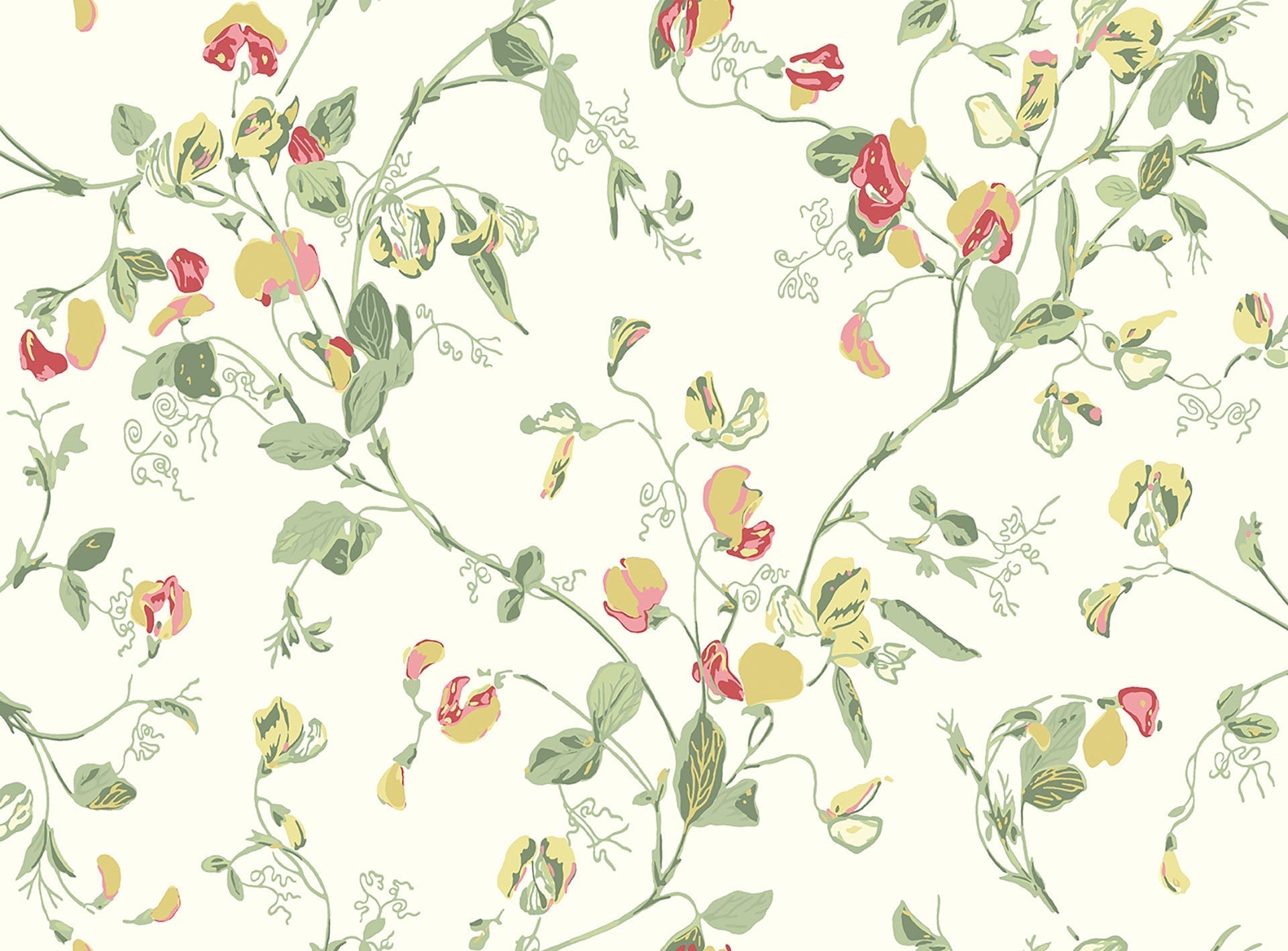 Sweet Pea Archive Anthology Leaf Greens on Cream