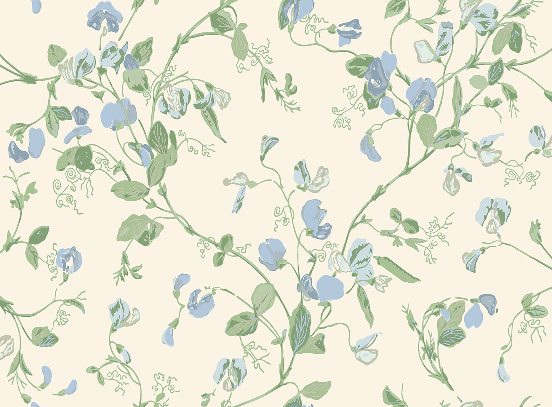 Sweet Pea Archive Anthology Cerulean & Sky on White