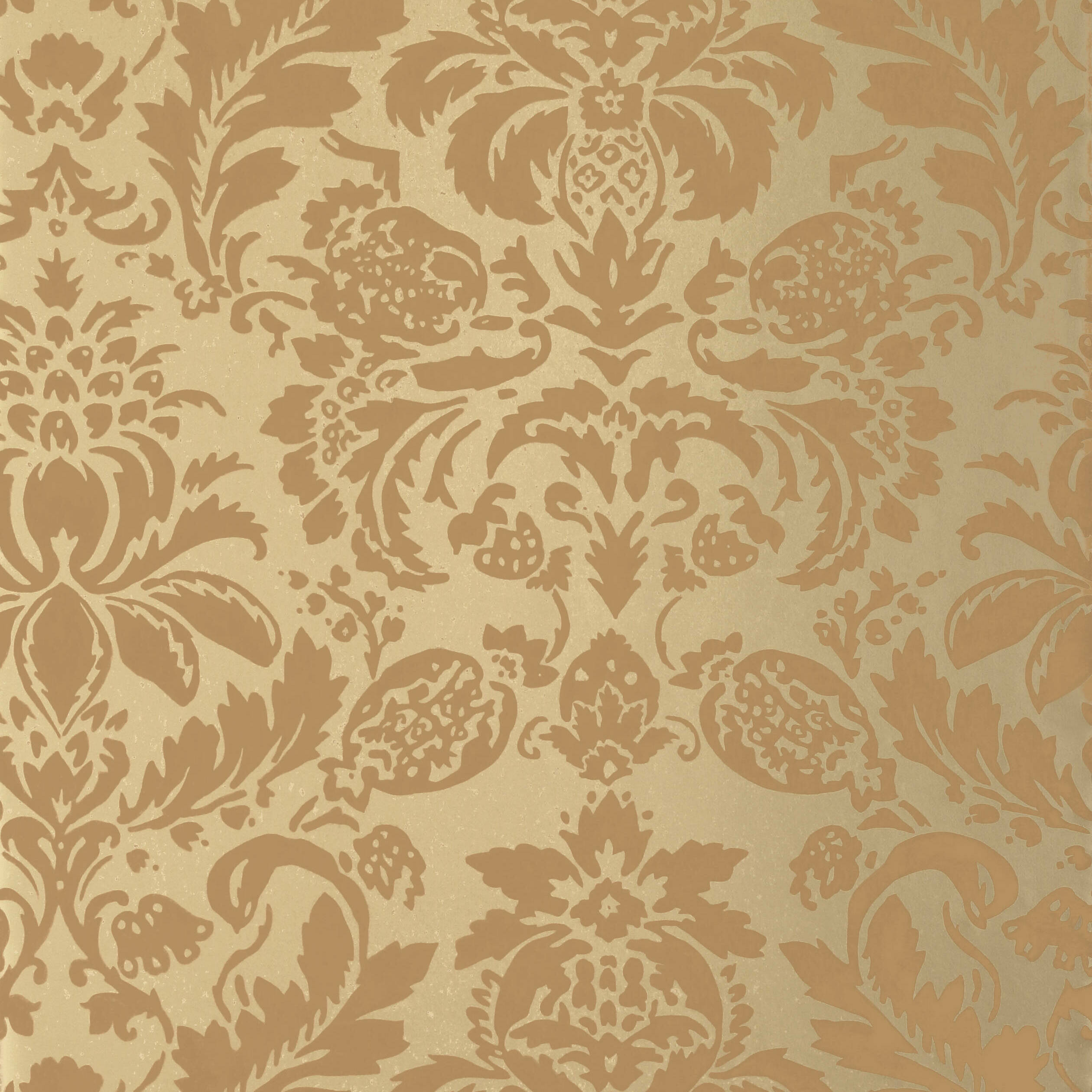 LYNDON DAMASK - Tobacco on Metallic Gold