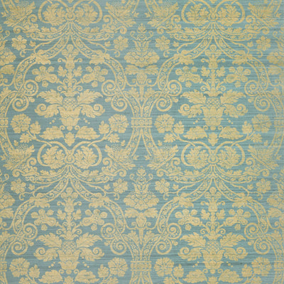 CURTIS SILK DAMASK - Blue on Metallic Gold