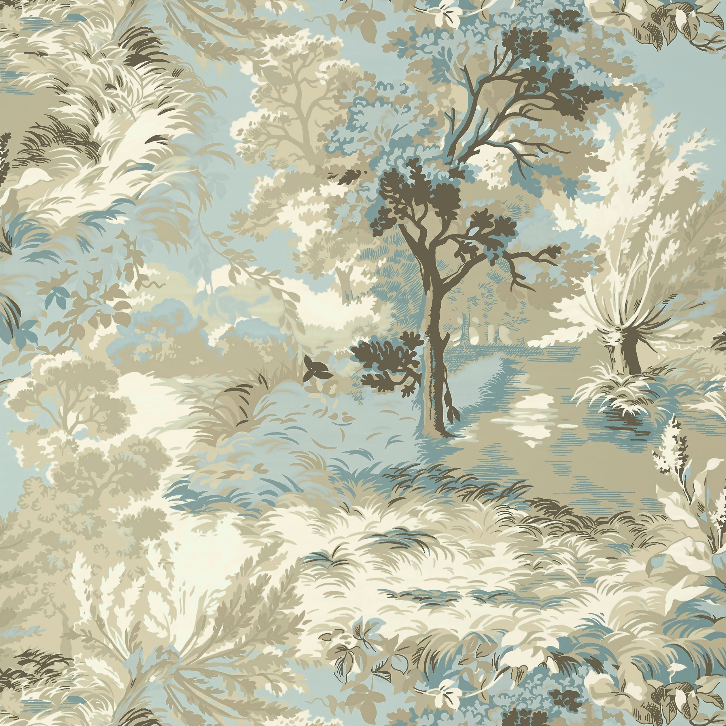 LINCOLN TOILE - Beige and Spa Blue