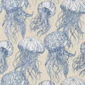 JELLY FISH BLOOM - Blue and Beige