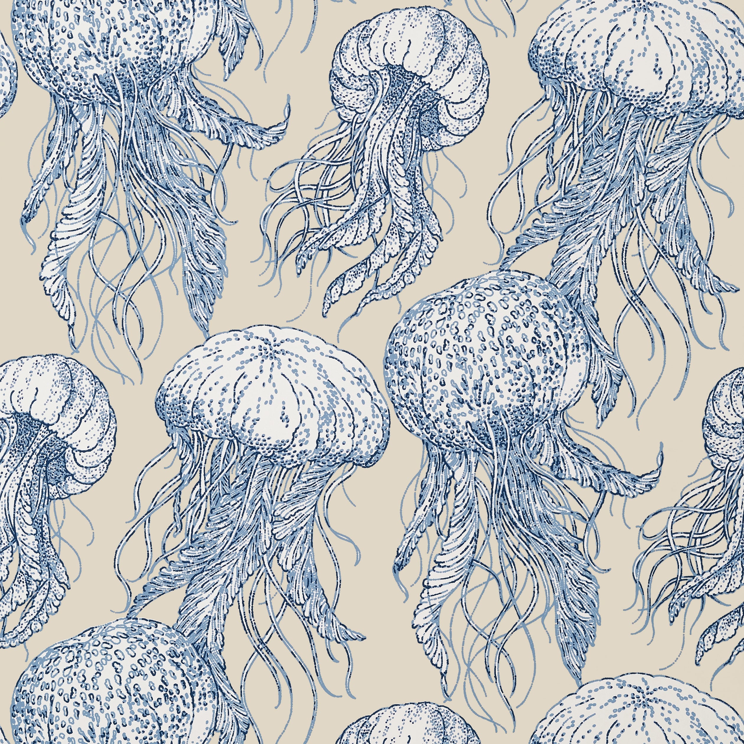 JELLY FISH BLOOM - Blue and Beige