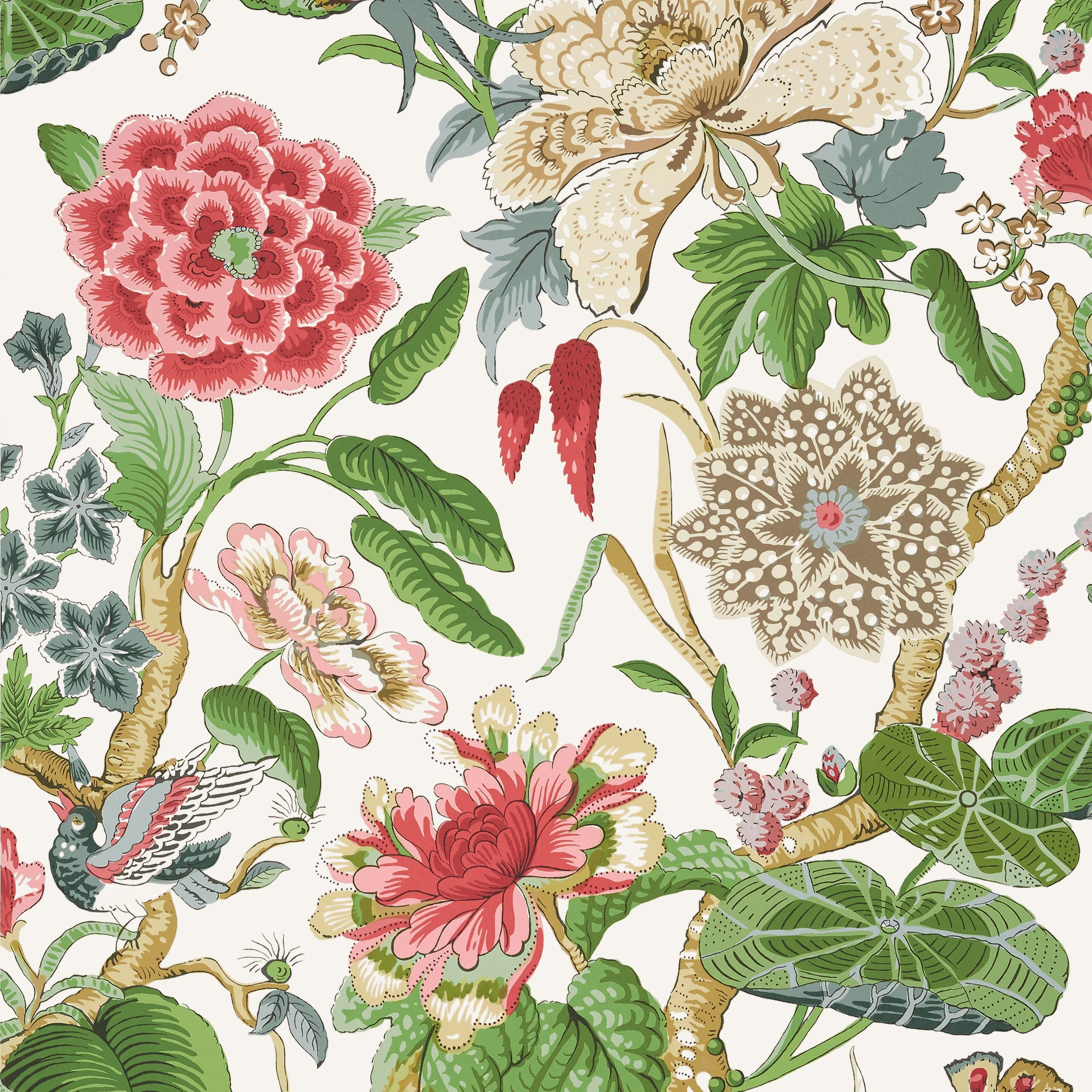 HILL GARDEN - Coral and Green