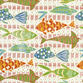 BATIK FISH - Coral and Blue