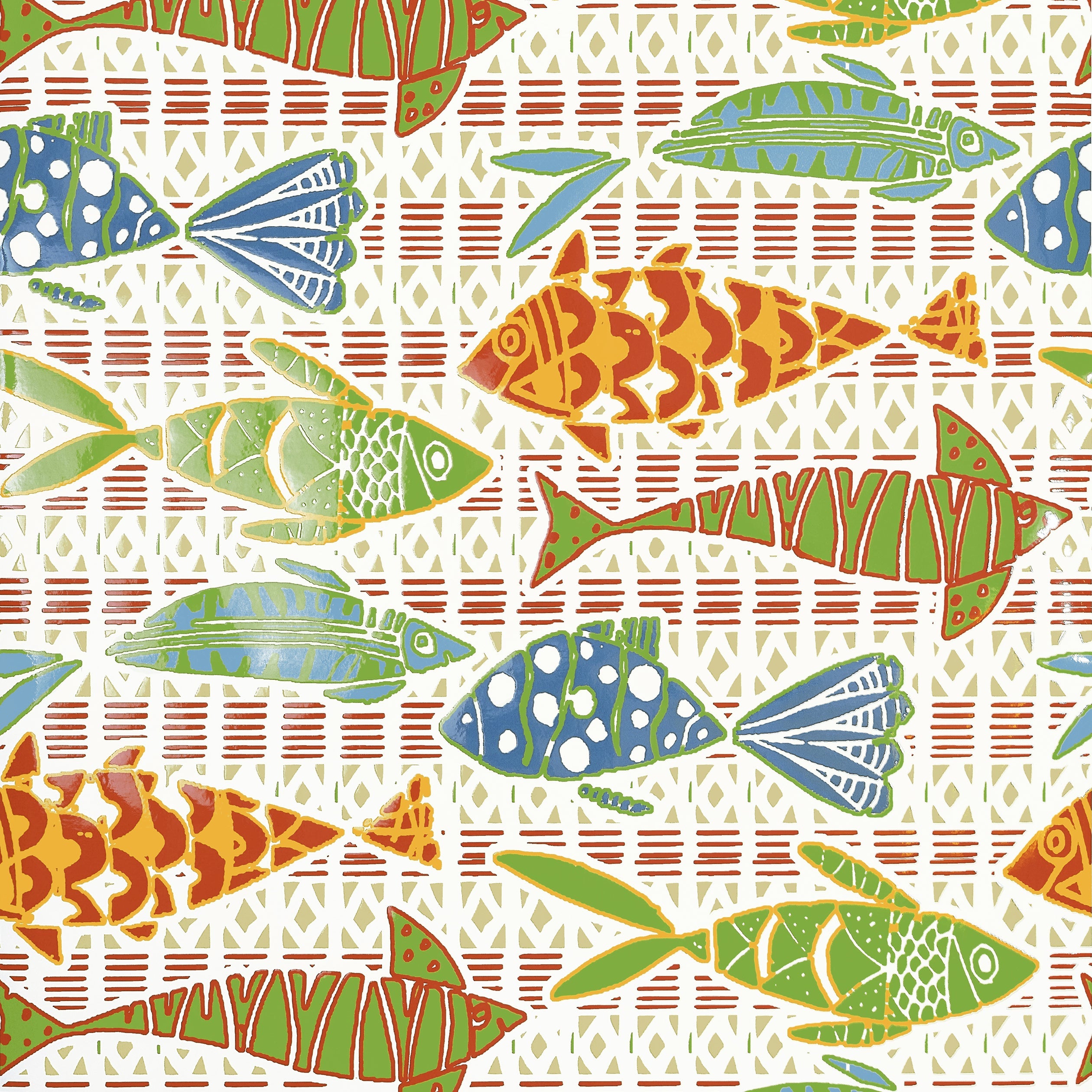 BATIK FISH - Coral and Blue