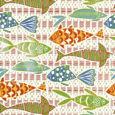 BATIK FISH - Coral and Blue