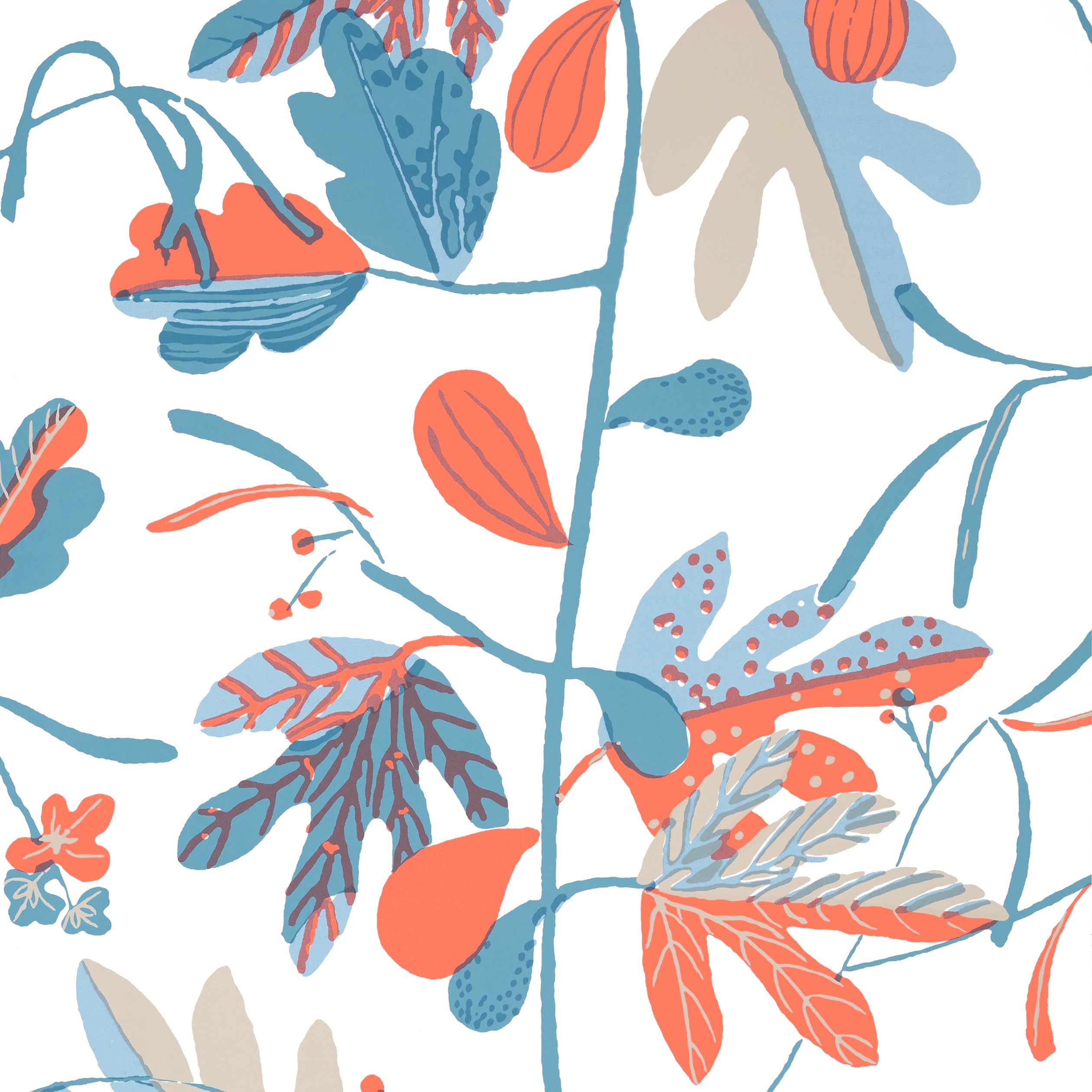 MATISSE LEAF - French Blue and Coral