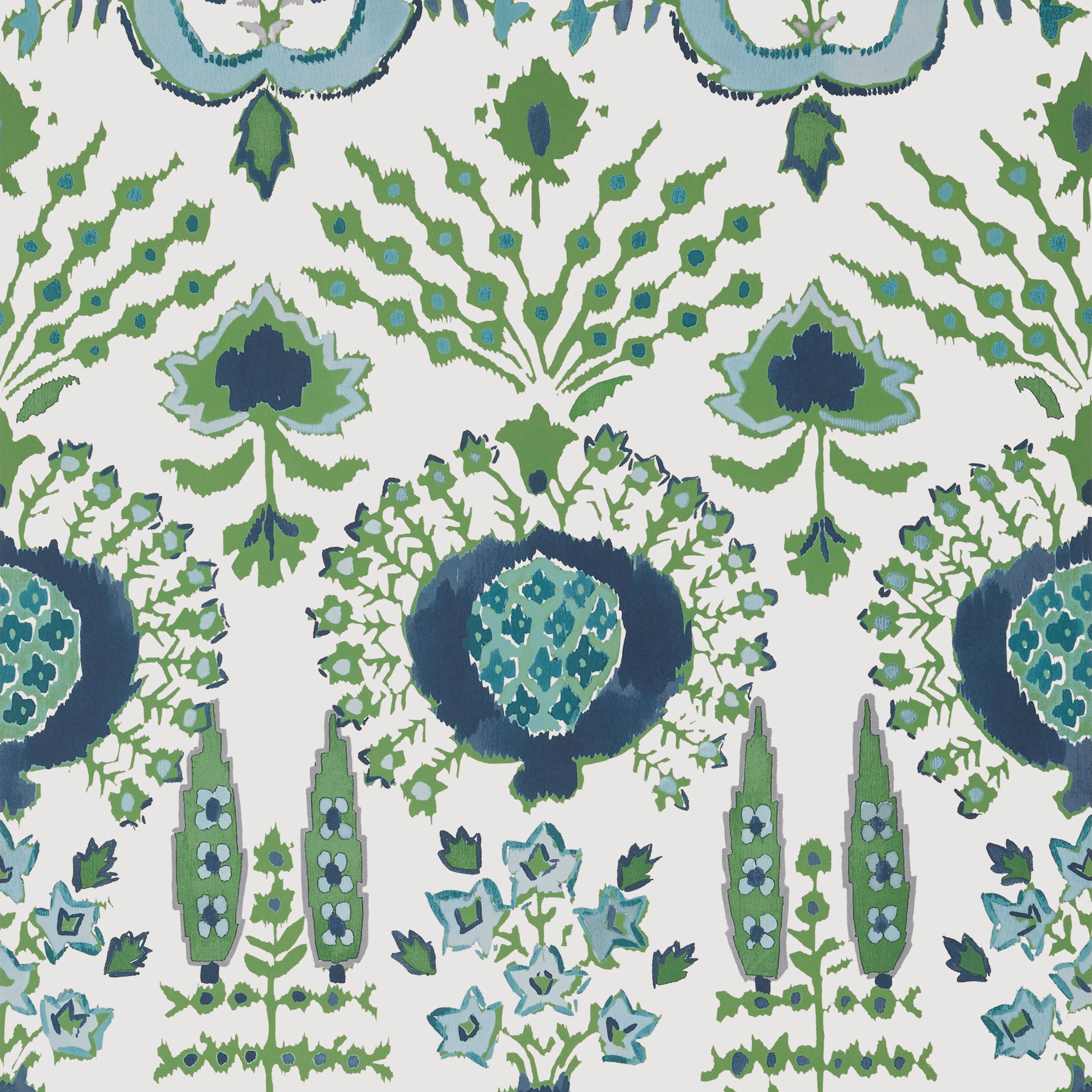 MENDOZA SUZANI - Blue and Green on White