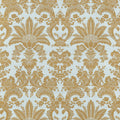 WEST INDIES DAMASK - Metallic Gold on Aqua