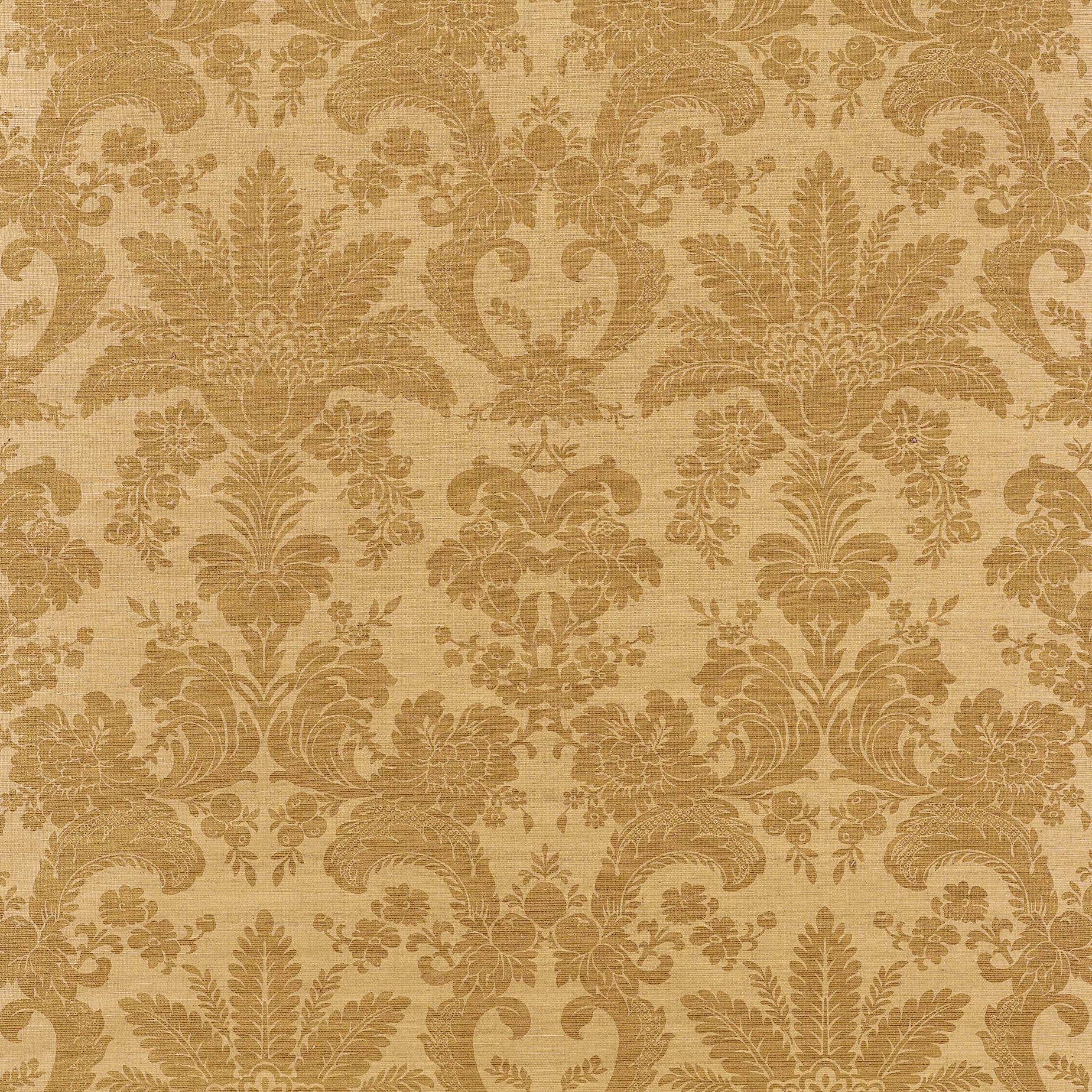 WEST INDIES DAMASK - Metallic Gold on Camel
