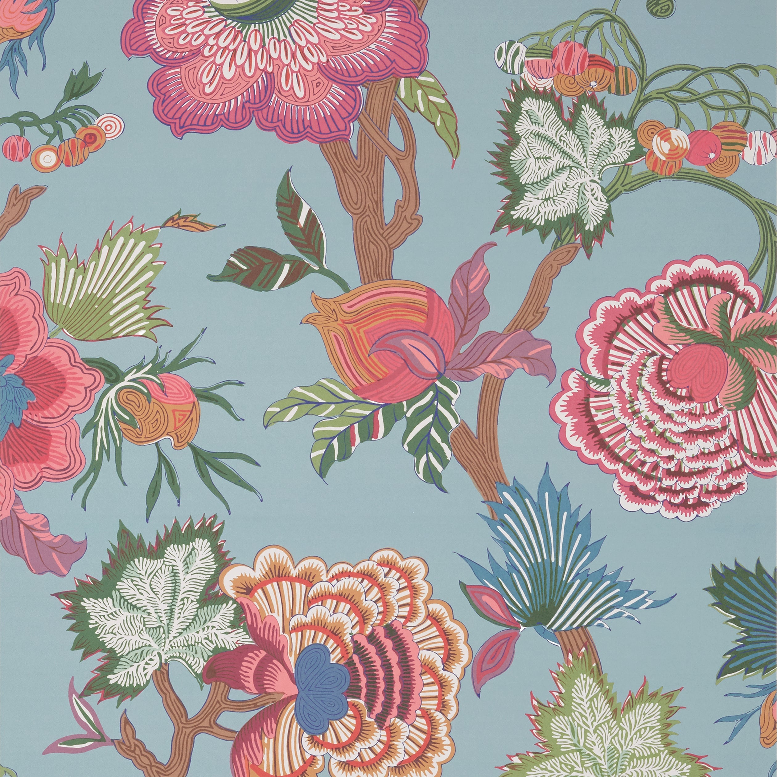 INDIENNE JACOBEAN - Raspberry and Teal