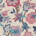 INDIENNE JACOBEAN - Raspberry and Blue on Natural
